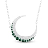 Thumbnail Image 1 of Lab-Created Emerald & White Lab-Created Sapphire Crescent Moon Necklace Sterling Silver 18"