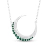 Thumbnail Image 2 of Lab-Created Emerald & White Lab-Created Sapphire Crescent Moon Necklace Sterling Silver 18"