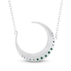 Thumbnail Image 3 of Lab-Created Emerald & White Lab-Created Sapphire Crescent Moon Necklace Sterling Silver 18"