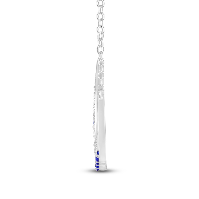 Main Image 4 of Blue & White Lab-Created Sapphire Crescent Moon Necklace Sterling Silver 18"