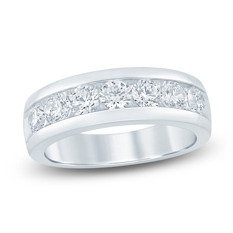 Main Image 1 of Men's Lab-Grown Diamond Seven-Stone Band 2 ct tw 14K White Gold