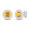 Thumbnail Image 2 of Round-Cut Citrine & Diamond Halo Stud Earrings 1/8 ct tw 10K White Gold
