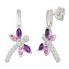 Thumbnail Image 2 of Marquise-Cut Amethyst, Pink & White Lab-Created Sapphire Dragonfly Drop Earrings Sterling Silver