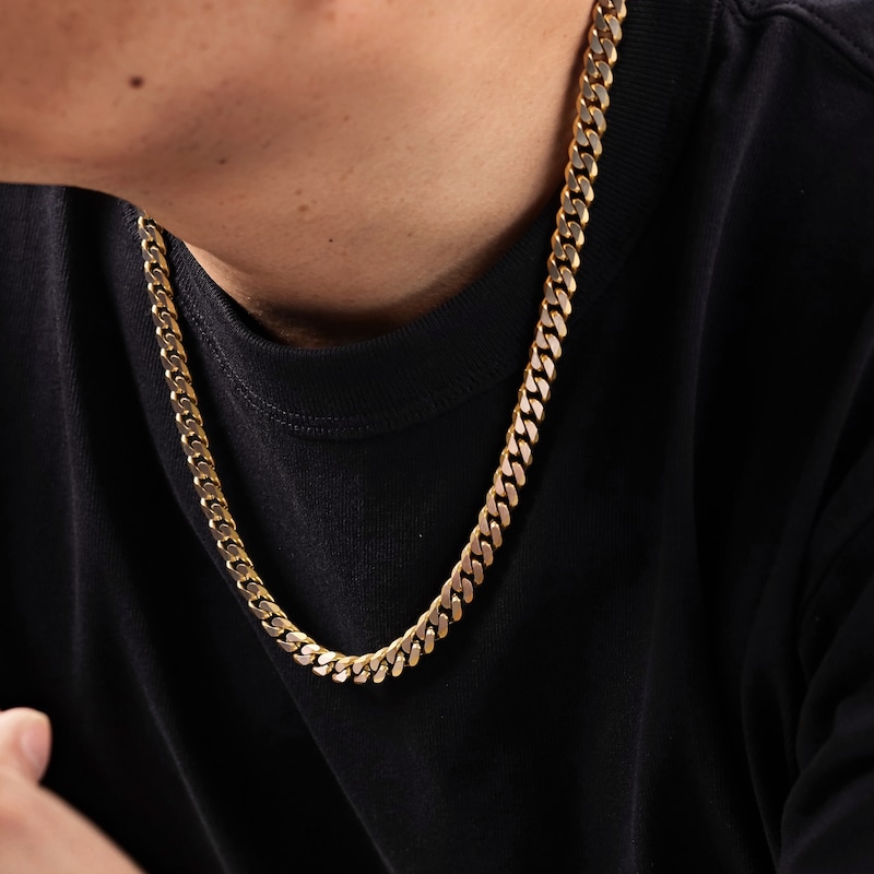 Main Image 4 of Curb Chain Necklace 8mm Yellow Ion-Plated Stainless Steel 20"