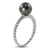 Thumbnail Image 1 of Black Cultured Pearl Rope-Twist Ring Sterling Silver 8-8.5mm