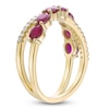 Thumbnail Image 2 of Oval-Cut Natural Ruby & Diamond Crossover Ring 1/10 ct tw 10K Yellow Gold