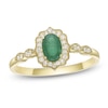 Thumbnail Image 1 of Oval-Cut Natural Emerald & Diamond Arabesque Halo Ring 1/8 ct tw 10K Yellow Gold