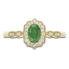 Thumbnail Image 3 of Oval-Cut Natural Emerald & Diamond Arabesque Halo Ring 1/8 ct tw 10K Yellow Gold