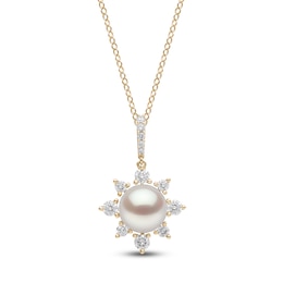 Yoko London Cultured Pearl & Diamond Starburst Necklace 1/4 ct tw 18K Yellow Gold 18"
