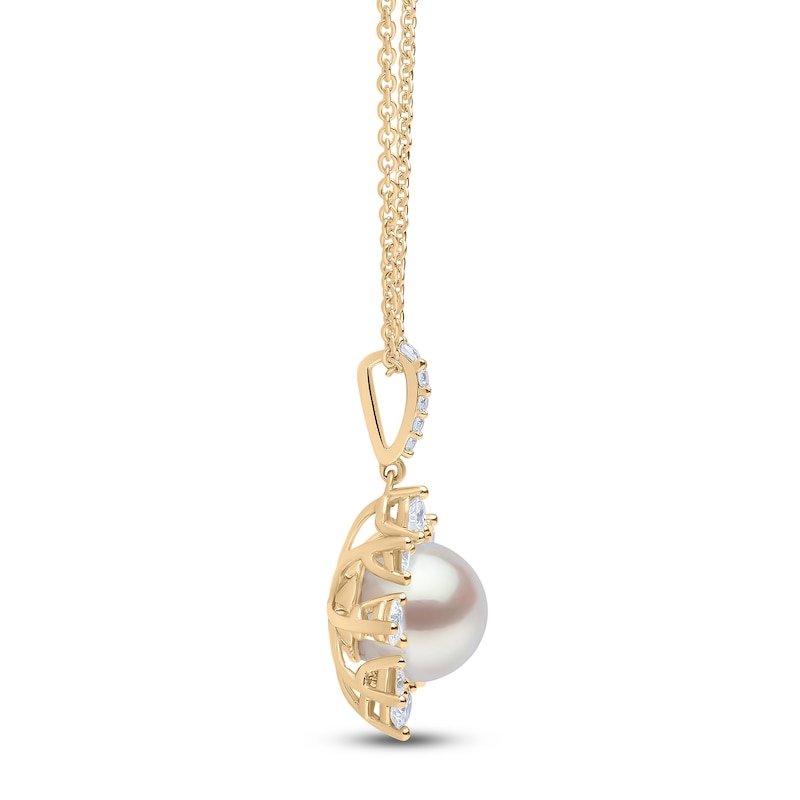 Main Image 2 of Yoko London Cultured Pearl & Diamond Starburst Necklace 1/4 ct tw 18K Yellow Gold 18"