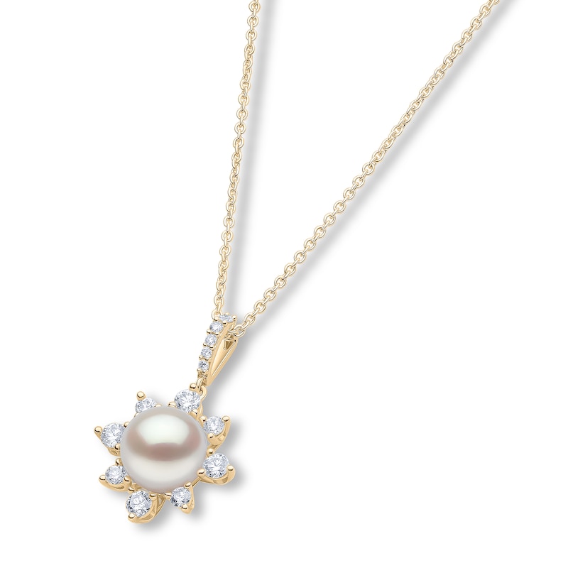 Main Image 3 of Yoko London Cultured Pearl & Diamond Starburst Necklace 1/4 ct tw 18K Yellow Gold 18"