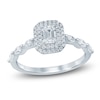 Thumbnail Image 1 of Certified Emerald-Cut Diamond Double Halo Engagement Ring 3/4 ct tw 14K White Gold