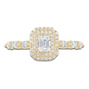 Thumbnail Image 3 of Certified Emerald-Cut Diamond Double Halo Engagement Ring 3/4 ct tw 14K Yellow Gold