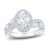 Thumbnail Image 1 of Oval-Cut Lab-Grown Diamond Halo Engagement Ring 2-5/8 ct tw 14K White Gold