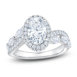Oval-Cut Lab-Grown Diamond Halo Engagement Ring 2-5/8 ct tw 14K White Gold