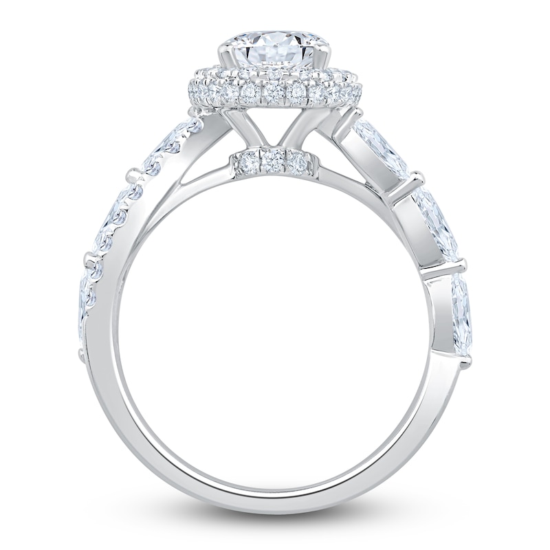 Main Image 2 of Oval-Cut Lab-Grown Diamond Halo Engagement Ring 2-5/8 ct tw 14K White Gold