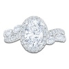 Thumbnail Image 3 of Oval-Cut Lab-Grown Diamond Halo Engagement Ring 2-5/8 ct tw 14K White Gold