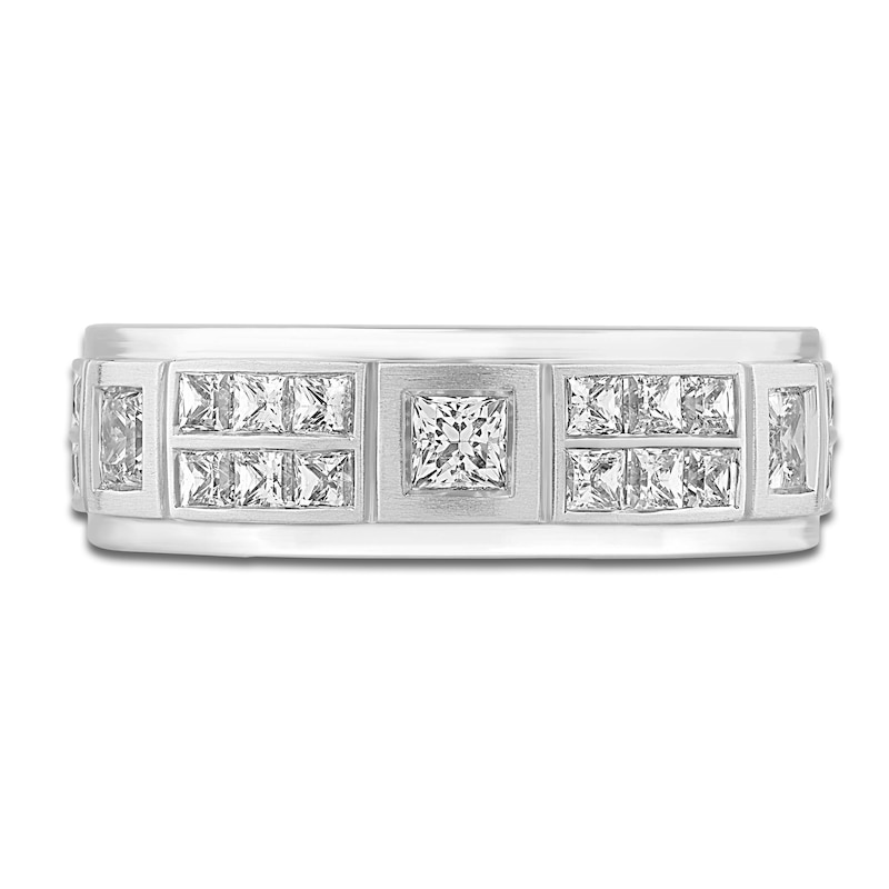 Main Image 3 of Men's Certified Square-Cut Diamond Wedding Band 1-1/2 ct tw 14K White Gold