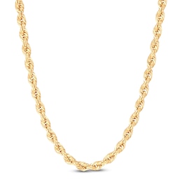 Glitter Rope Chain Necklace 3.85mm Semi-Solid 10K Yellow Gold 24"
