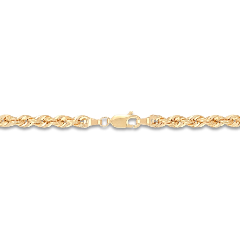 Main Image 2 of Glitter Rope Chain Necklace 3.85mm Semi-Solid 10K Yellow Gold 24"