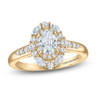 Vera Wang VOW Oval-Cut Diamond Double Halo Engagement Ring 1 ct tw 14K Yellow Gold