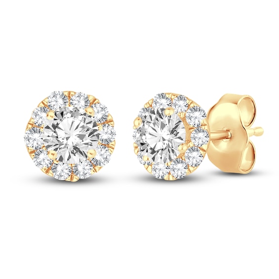 Diamond Stud Earrings 14 ct tw Round 14K Yellow Gold
