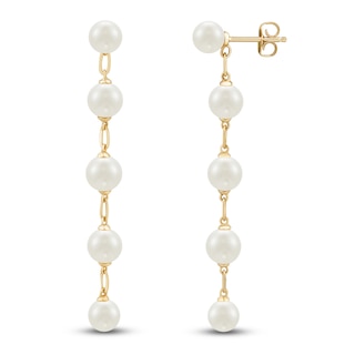 Cultured Pearl Drop Earrings 14K Yellow Gold