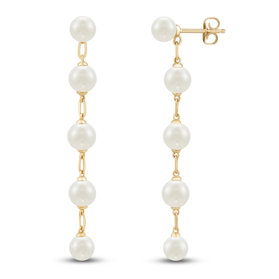 Cultured Pearl Drop Earrings 14K Yellow Gold