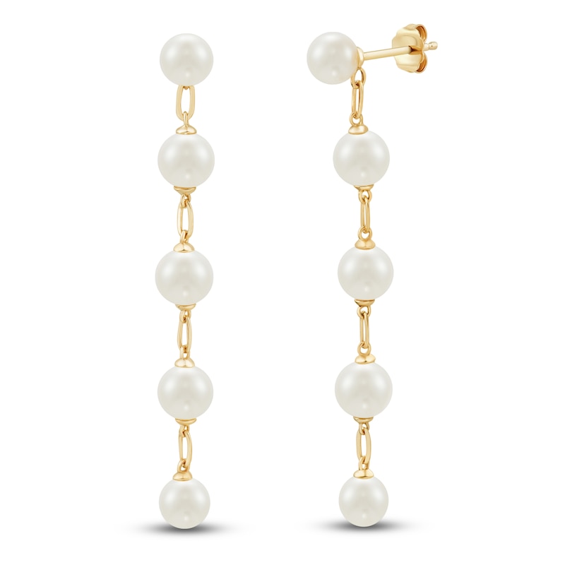 Main Image 2 of Cultured Pearl Drop Earrings 14K Yellow Gold