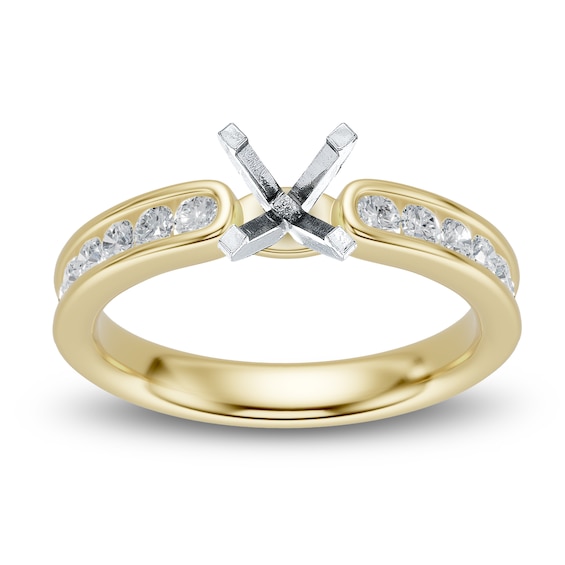 Certified Diamond Channel Engagement Ring Setting 12 ct tw 14K Yellow Gold