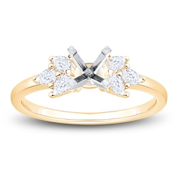 Certified Pear-Shaped Diamond Trios Engagement Ring Setting 1/4 ct tw 14K Yellow Gold