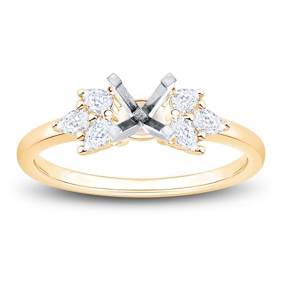 Chosen Certified Pear-Shaped Diamond Trios Engagement Ring Setting 1/4 ct tw 14K Yellow Gold
