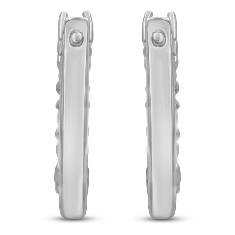 Main Image 2 of Natural Blue Sapphire & Diamond Hoop Earrings 1/10 ct tw 10K White Gold