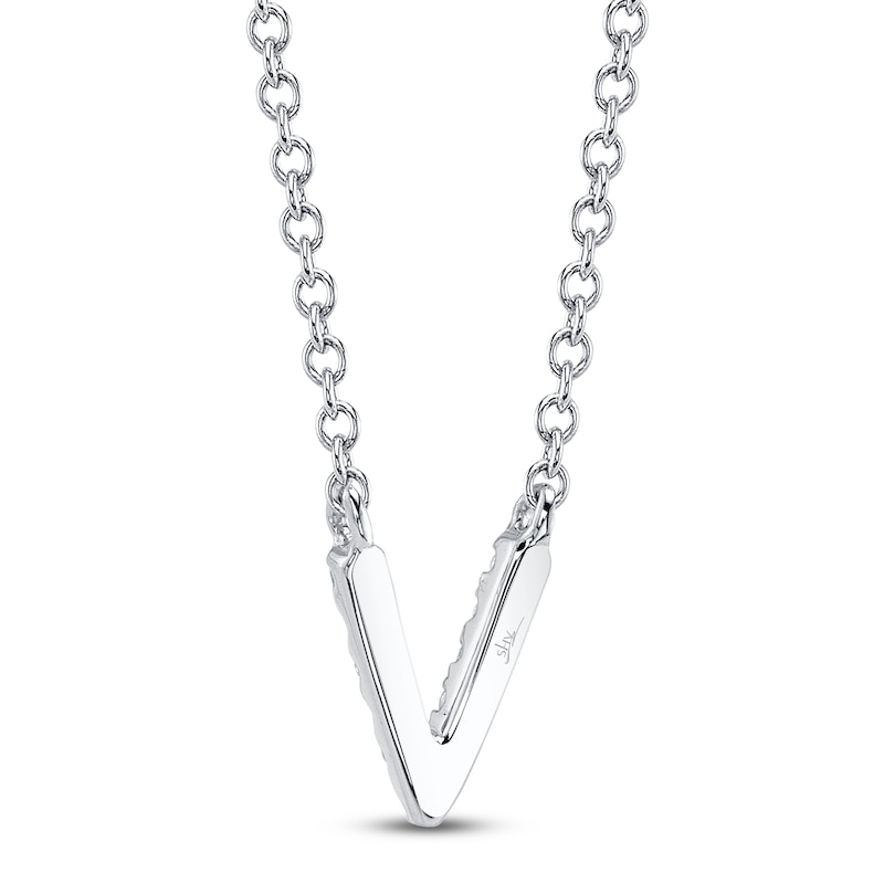 Main Image 3 of Shy Creation Diamond Accent Initial "V" Necklace 14K White Gold 18" SC55007903-V