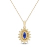 Thumbnail Image 3 of Oval-Cut Natural Blue Sapphire & Diamond Starburst Halo Necklace 1/5 ct tw 14K Yellow Gold 18"