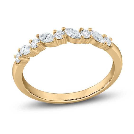 Chosen Certified Round & Marquise-Cut Diamond Stackable Anniversary Ring 1/3 ct tw 14K Yellow Gold