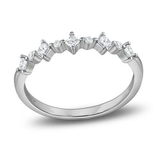Chosen Certified Princess & Round-Cut Diamond Stackable Anniversary Ring 1/4 ct tw 14K White Gold