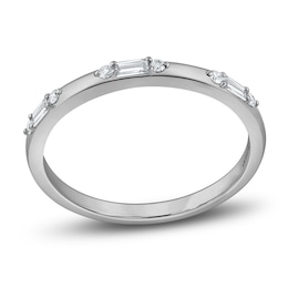 Chosen Certified Round & Baguette-Cut Diamond Stackable Anniversary Ring 1/8 ct tw 14K White Gold