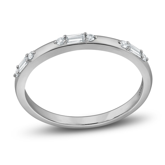 Chosen Certified Round & Baguette-Cut Diamond Stackable Anniversary Ring 1/8 ct tw 14K White Gold