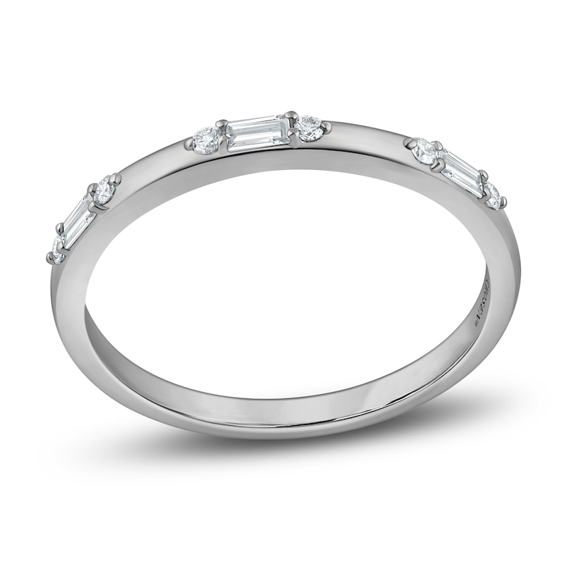 Main Image 1 of Chosen Certified Round & Baguette-Cut Diamond Stackable Anniversary Ring 1/8 ct tw 14K White Gold