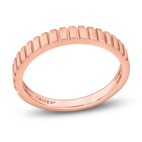 Chosen Ridged Stackable Anniversary Ring 14K Rose Gold