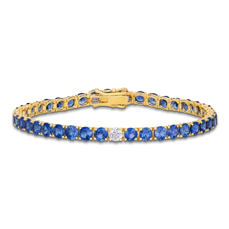 Main Image 1 of Le Vian Natural Blue Sapphire Tennis Bracelet 1 ct tw Diamonds 14K Honey Gold 7"