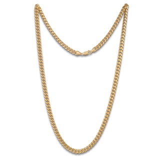 5.25mm Miami Cuban Curb Chain Necklace Semi-Solid 14K Yellow Gold 24"