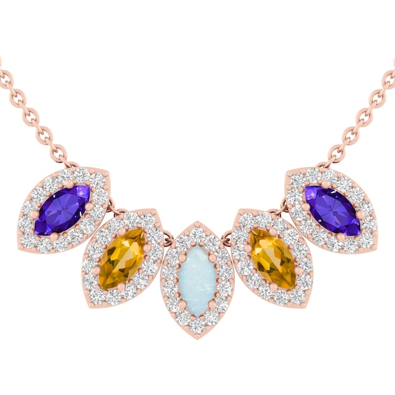 Birthstone Family & Mother's Necklace (5 Stones)