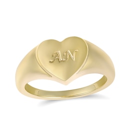 Heart Shaped Signet Ring (1 Line)
