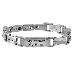 Men's Engavable Stainless Steel ID Link Bracelet (2 Lines)