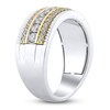 Thumbnail Image 2 of Men's Certified Diamond Three-Row Coin Edge Wedding Band 1-1/4 ct tw 14K Two-Tone Gold