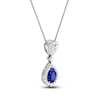 Thumbnail Image 2 of Pear-Shaped Natural Blue Sapphire & Diamond Drop Necklace 1/4 ct tw 14K White Gold 18"