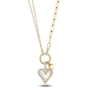 Thumbnail Image 0 of Shy Creation Mother-of-Pearl Heart Necklace 1/8 ct tw Diamonds 14K Yellow Gold 18" SC55023860V5