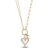 Thumbnail Image 1 of Shy Creation Mother-of-Pearl Heart Necklace 1/8 ct tw Diamonds 14K Yellow Gold 18" SC55023860V5